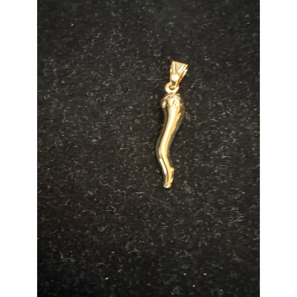 18k Gold Filled Italian Horn Cornetto Pendant Charm Good Luck Talisman Mens